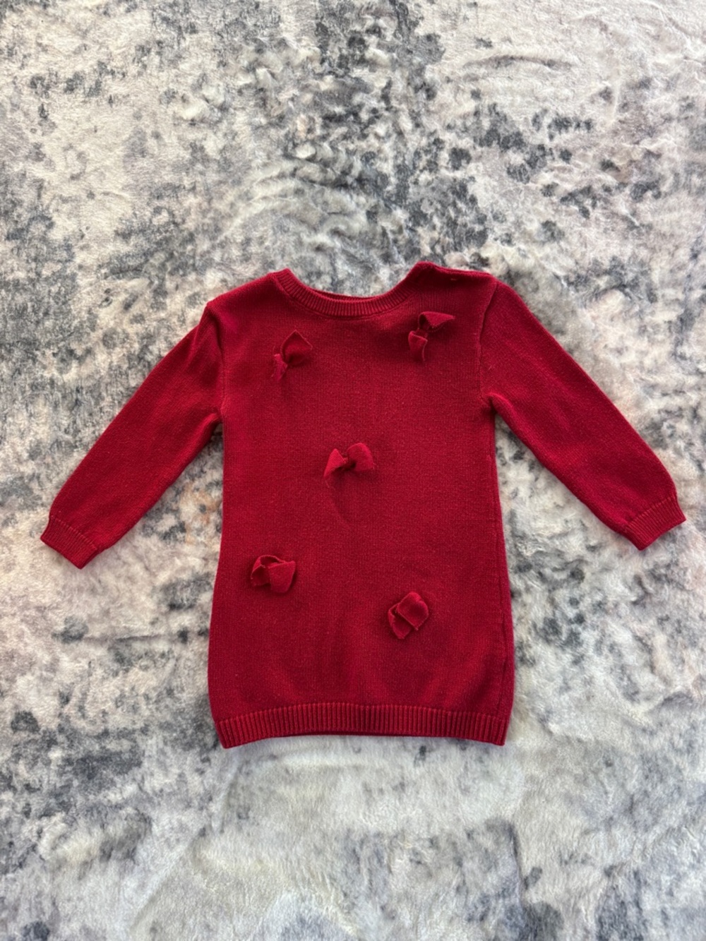 The Children's Place Red Knit Sweater Dress with Bow Details